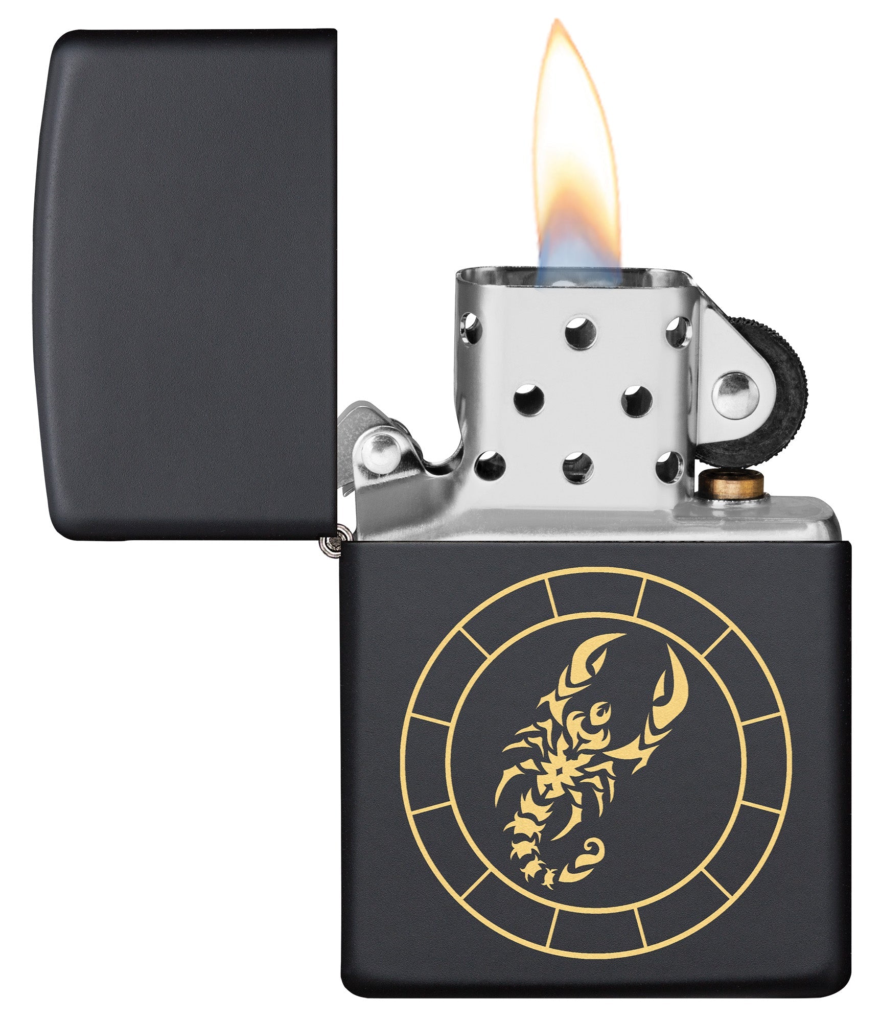 Zippo Scorpio Zodiac Sign Black Matte Pocket Lighter Zippo